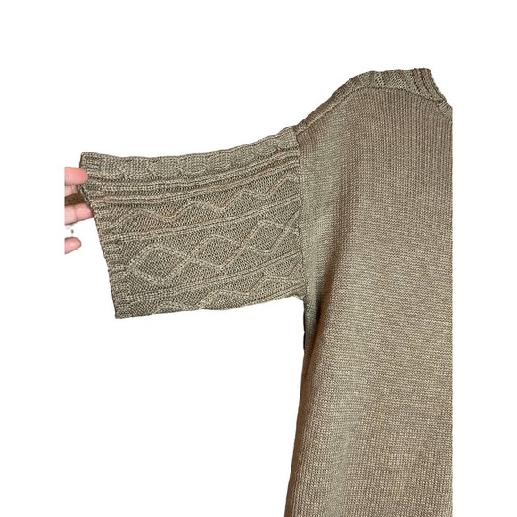 Two Very J Short Sleeve V Neck Cable Knit Sweater Dress - Picture 7 of 15